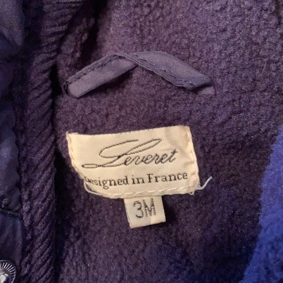 Leveret Designed in France Size 3 month Navy Snapped 1 Piece Jacket/Suit in EUC - Picture 2 of 6